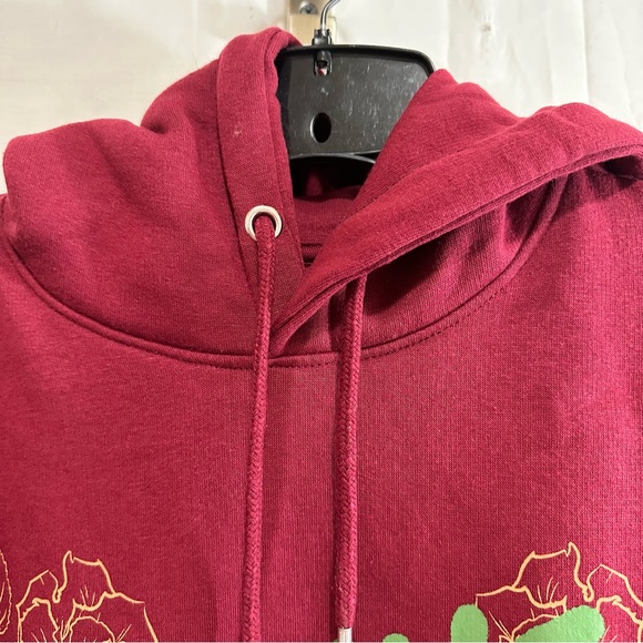 Boohoo Man Oversized Skull Homme Graphic Hoodie in Burgundy M or L - Picture 10 of 12